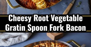 Cheesy Root Vegetable Gratin Spoon Fork Bacon