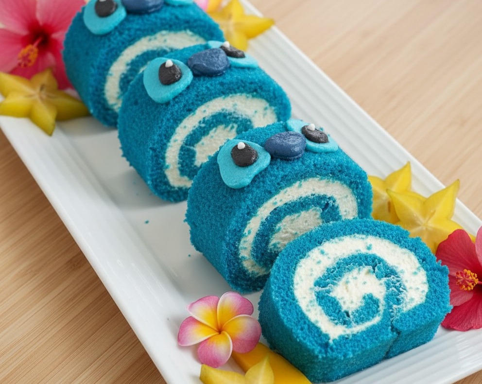 Easy Cute Stitch Inspired Tropical Blue Cake Roll