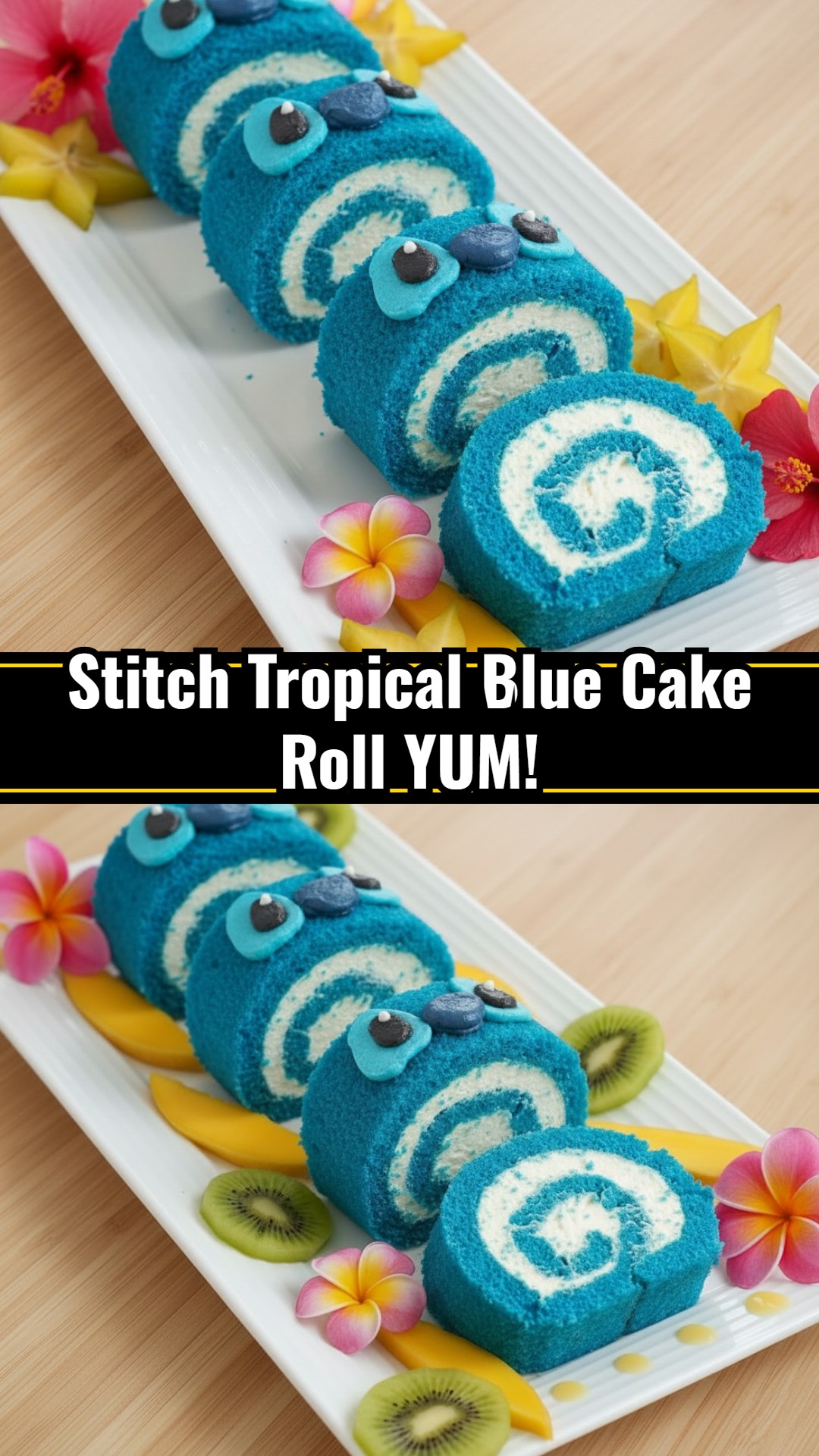 Easy Cute Stitch Inspired Tropical Blue Cake Roll