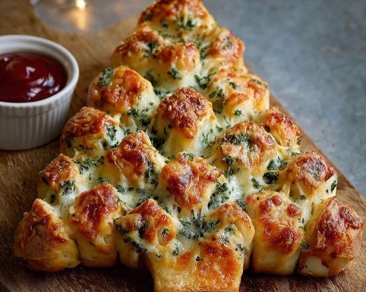 Yummy Cheesy Christmas Tree Pull Apart Bread for Easy Party Appetizers overview