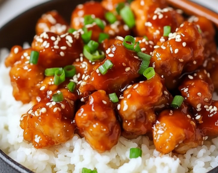 Chinese Takeout Sesame Chicken Recipe Easy Late Dinner Ideas serving