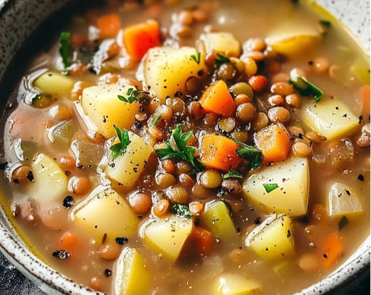 Classic Easy Lentil Vegetable Soup Wholesome Comforting Meal overview