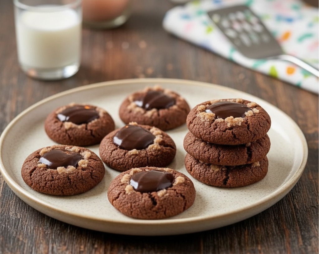 Cozy Chocolate Thumbprint Christmas Cookies: Dark Holiday Cocoa Treats serving