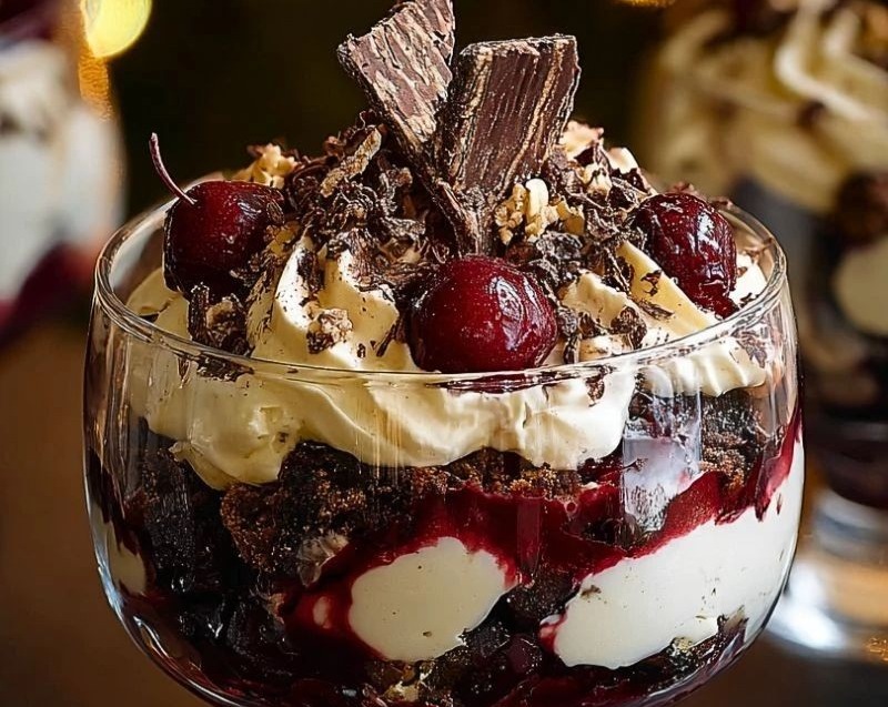 Easy Christmas Black Forest Trifle Best Holiday Dessert Sweet overview