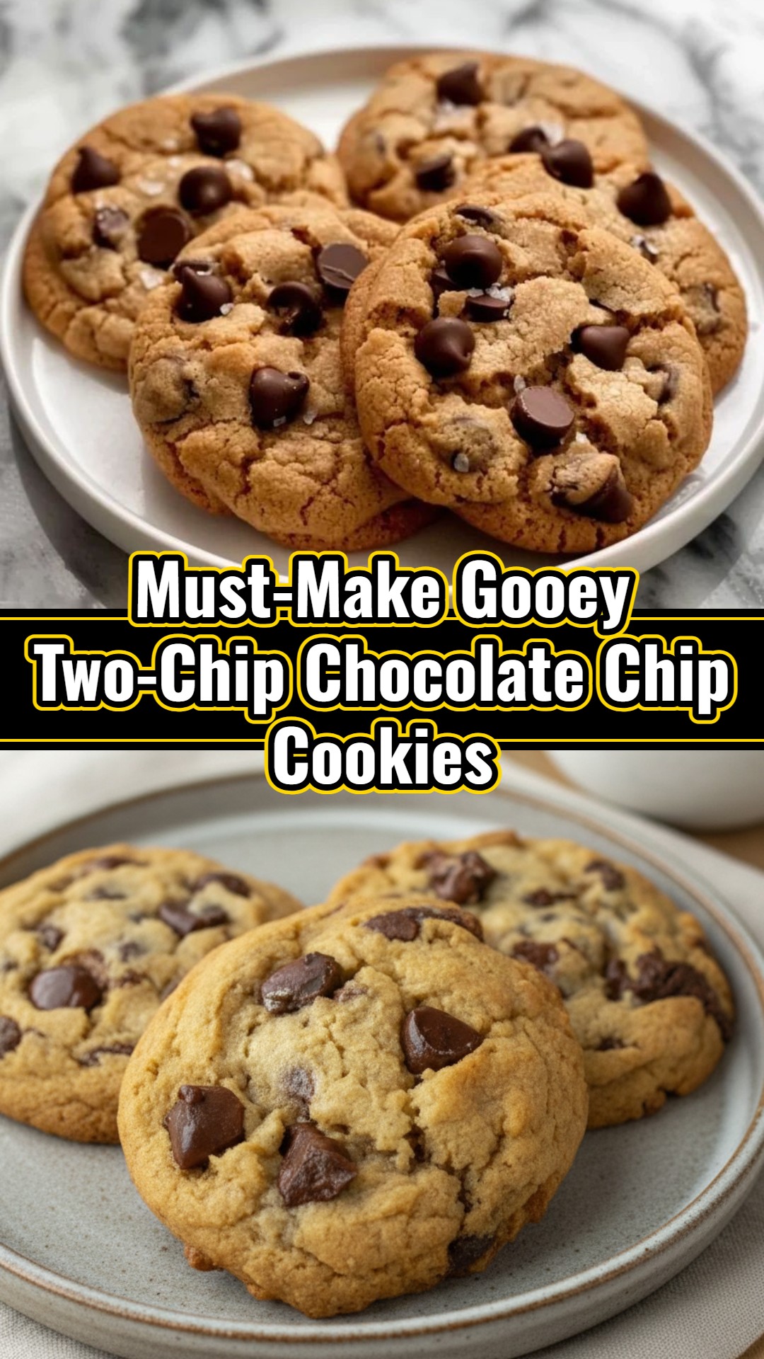 Homemade Cafe Style Thick Gooey Two-Chip Chocolate Chunk Cookies