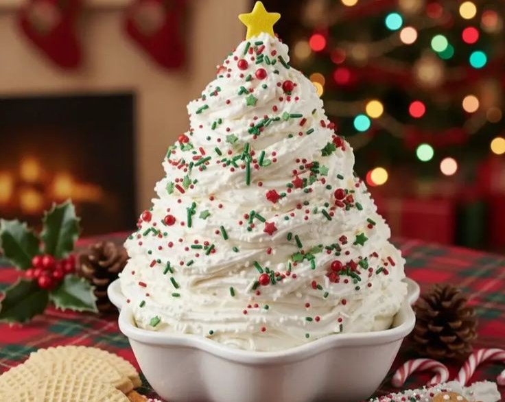 Our Favorite No Bake Christmas Tree Snack Cake Dip serving