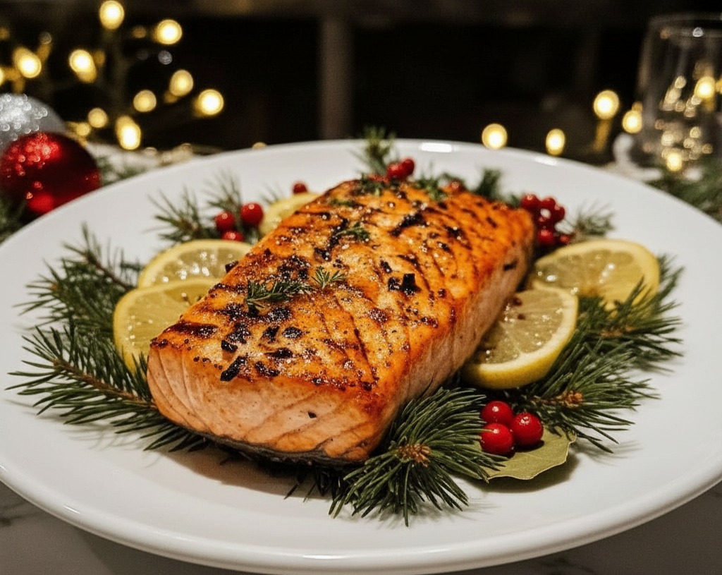 Small Town Christmas Salmon Dinner, Gordon Ramsay Style serving