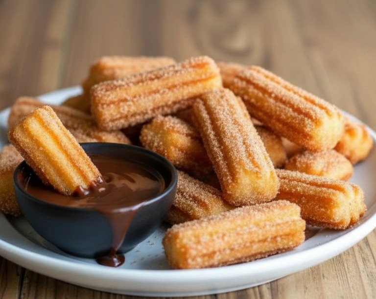 Easy Home Made Air Fryer Light Churros Quick Movie Snacks serving