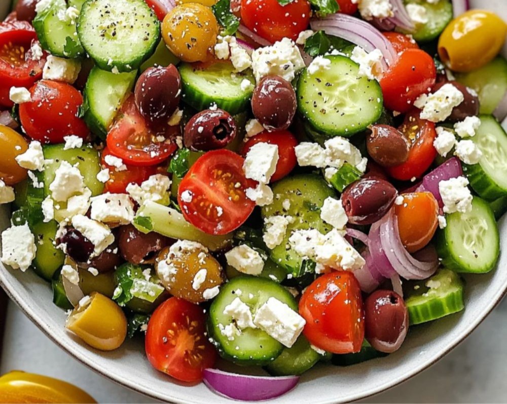 Farm Fresh Healthy Cucumber Tomato Onion Salad with Herbs overview