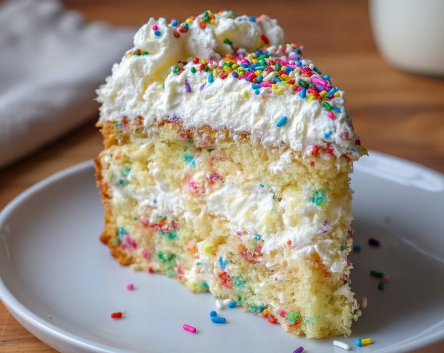 Grandma's Vintage Funfetti Cake Classic Old Fashioned Treat serving