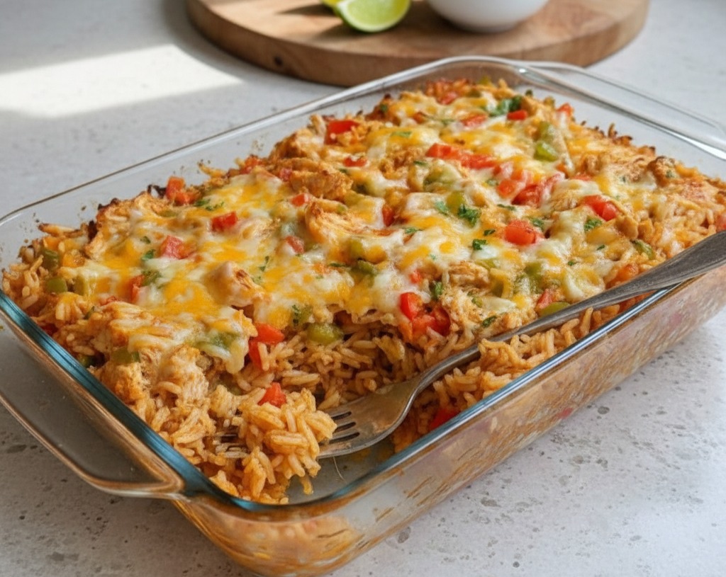 Savory Chicken Fajita Casserole Quick Easy Dinner Recipe serving