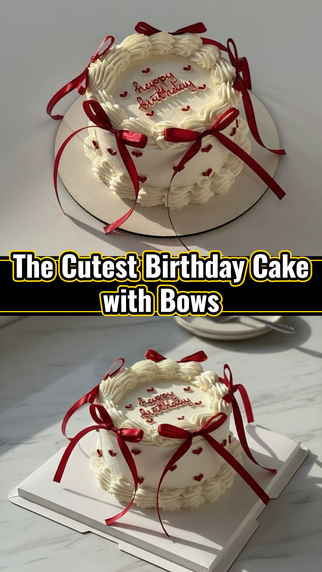 Vintage Red Bow Birthday Cake: Small Town Celebration Delight