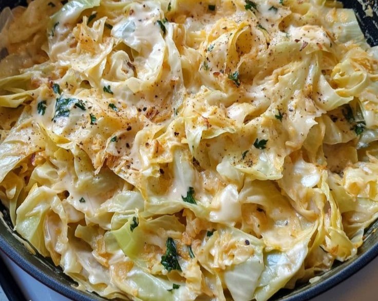 Viral 15 Minute Cabbage Alfredo Low Carb Keto Pasta Swap serving
