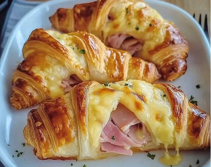 Baked Ham and Cheese Croissant Easy Breakfast Dish overview